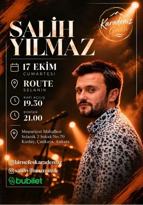 کنسرت Bir Karadeniz Gecesi: Salih Yılmaz در آنکارا در Route Ankara Sahnesi
